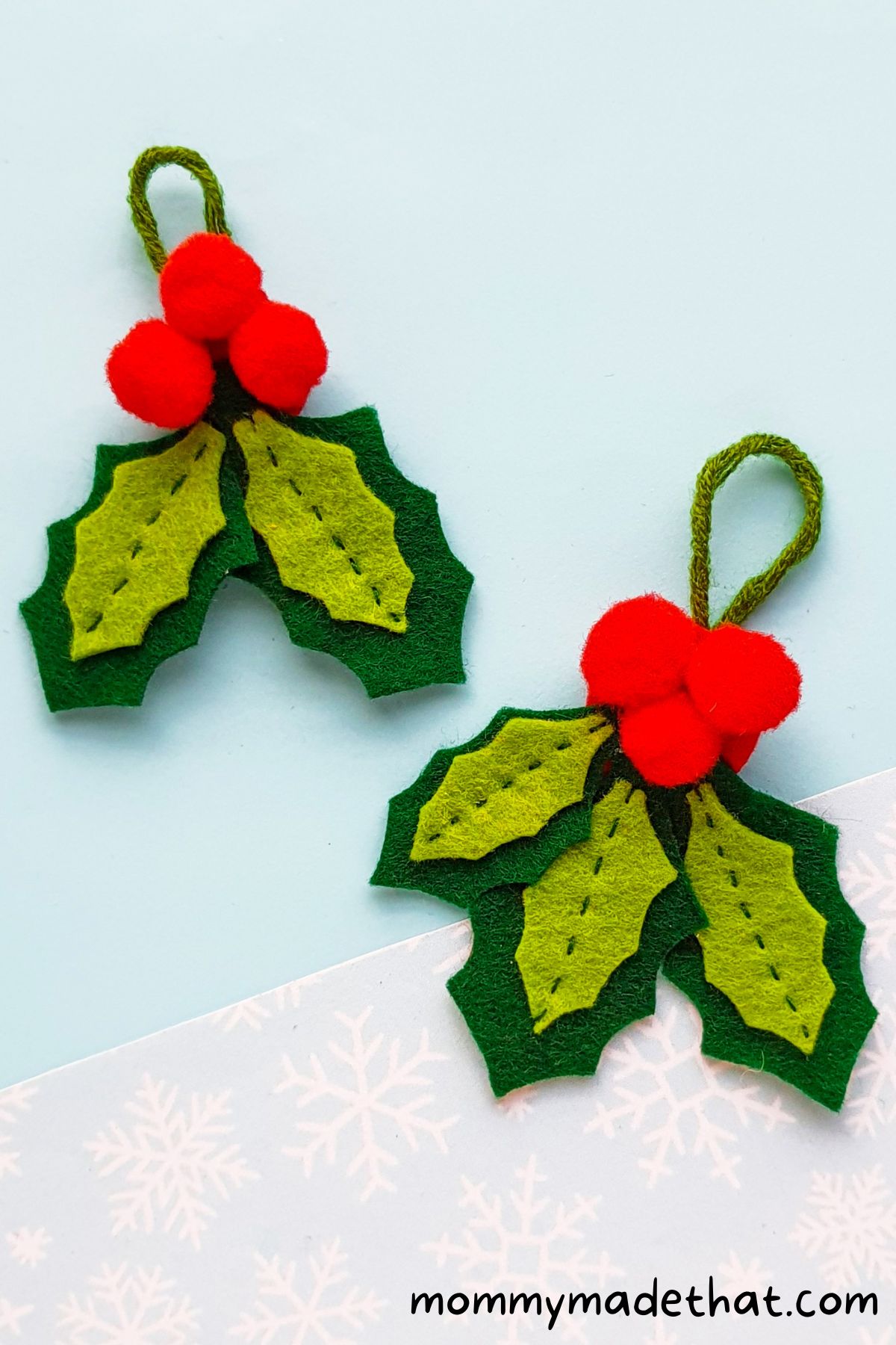 felt holly berry ornament (with free printable pattern)